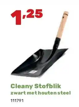 Happyland Cleany Stofblik zwart met houten steel aanbieding