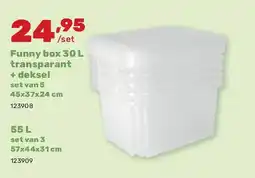 Happyland Funny box 30 L transparant + deksel set van 5 45x37x24 cm aanbieding