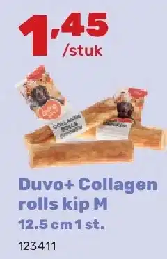 Happyland Duvo+ Collagen rolls kip M 12.5 cm 1 st aanbieding