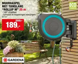 Hubo Gardena RollUp M/L muurhaspel met tuinslang 25m blauw aanbieding