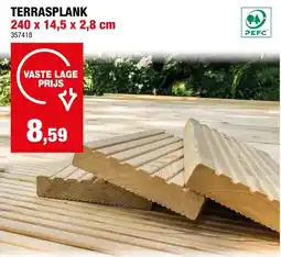 Hubo Cartri terrasplank 240x14,5x2,8 cm antislip grenen aanbieding