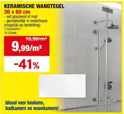 Hubo Wandtegel 30x60 cm wit mat aanbieding