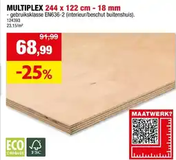 Hubo Multiplex 244x122 cm 18mm aanbieding