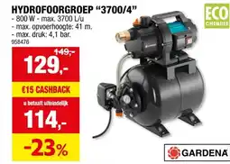 Hubo Gardena 3700/4 hydrofoorpomp 800W aanbieding