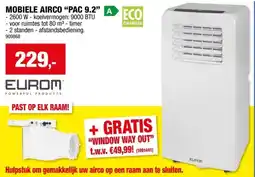 Hubo Eurom PAC 9.2 mobiele airco 9000 BTU aanbieding