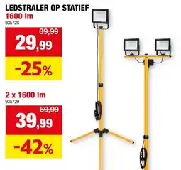 Hubo LED straler op statief 20W 1600lm waterbestendig aanbieding