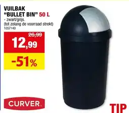 Hubo Curver Bullet Bin vuilbak retro 50l antraciet aanbieding