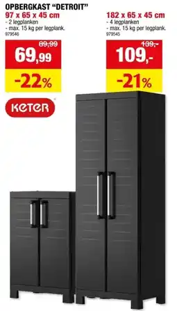 Hubo Keter Detroit opbergkast hoog 65x182x45 cm aanbieding