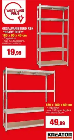 Hubo Kreator KRT674001 opbergrek 180x90x40 cm metaal/hout aanbieding