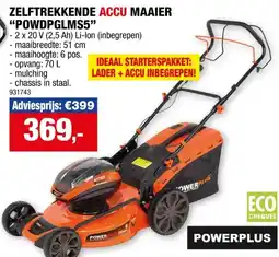 Hubo Powerplus Dual Power POWDPG7568 accu grasmaaier zelftrekkend 2x20 V Li-Ion 51cm + lader aanbieding