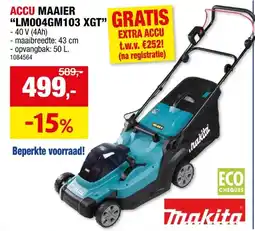 Hubo Makita LM004GM103 accu grasmaaier 40V Li-Ion 43cm + lader aanbieding