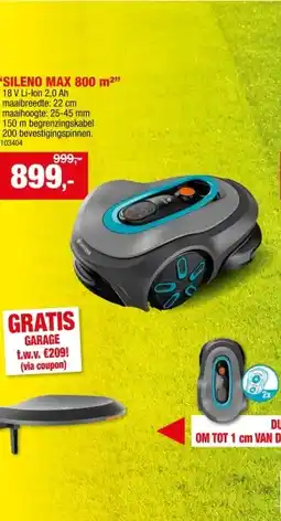 Hubo Gardena Sileno Max robotmaaier 18V Li-Ion 800m² aanbieding
