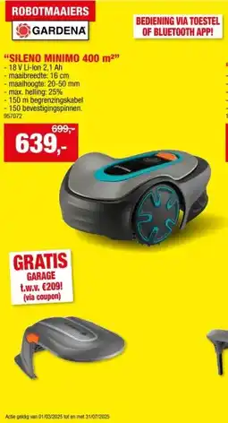 Hubo Gardena Sileno Minimo 400 robotmaaier 18V Li-Ion 400m² aanbieding