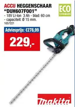 Hubo Makita DUH607F001 accu heggenschaar 18V Li-Ion 60cm + lader aanbieding