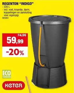 Hubo Keter Indigo regenton 220l grafiet aanbieding