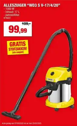 Hubo Karcher WD 3 S V-17/4/20 alleszuiger aanbieding