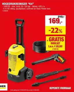 Hubo Karcher K4 hogedrukreiniger 1800W aanbieding