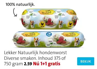 Intratuin Lekker Natuurlijk hondenworst Diverse smaken 750g aanbieding