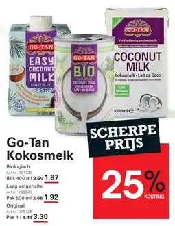 Sligro Go-Tan Kokosmelk Biologisch aanbieding