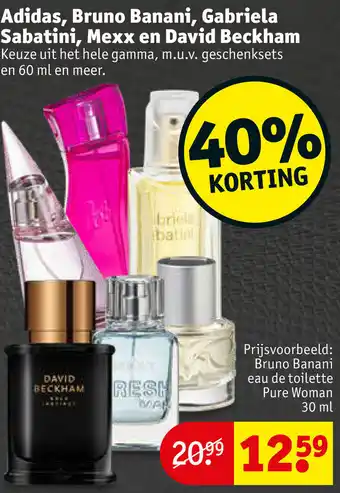 Kruidvat Adidas, Bruno Banani, Gabriela Sabatini, Mexx en David Beckham 30ml aanbieding