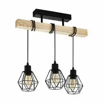 Zelfbouwmarkt Eglo Townshend 5 - Plafondlamp - E27 -3x60w - Zwart, Bruin aanbieding