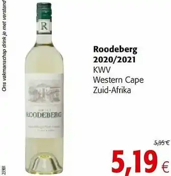Colruyt Roodeberg 2020-2021 kwv western cape zuid-afrika aanbieding
