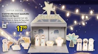 ToyChamp Little Dutch Speelkoffer Kerststal met figuren aanbieding