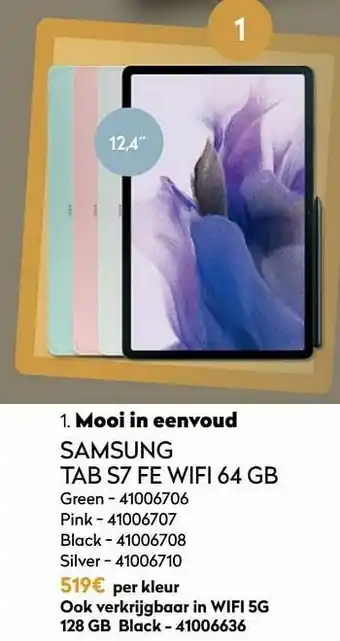 Krëfel Samsung tab s7 fe wifi 64 gb green aanbieding
