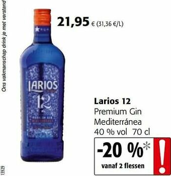 Colruyt Larios 12 premium gin mediterránea aanbieding
