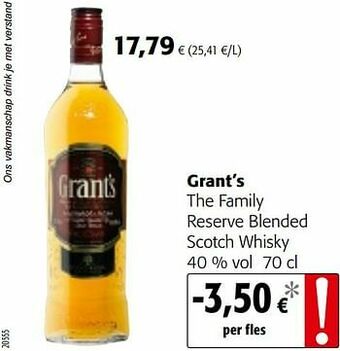 Colruyt Grant’s the family reserve blended scotch whisky aanbieding