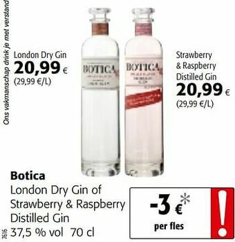 Colruyt Botica london dry gin of strawberry + raspberry distilled gin aanbieding