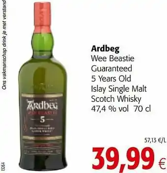 Ardbeg wee beastie guaranteed 5 years old islay single malt scotch whisky