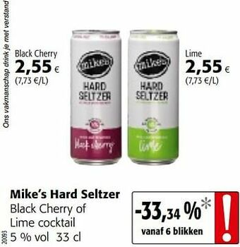Colruyt Mike’s hard seltzer black cherry of lime cocktail aanbieding