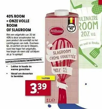 Lidl Onze volle room of slagroom aanbieding