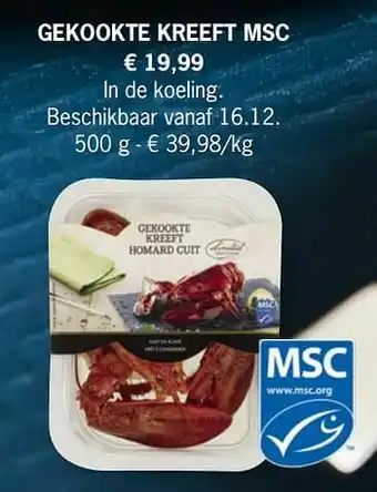 Lidl Gekookte kreeft msc aanbieding