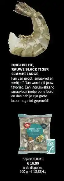 Ongepelde, rauwe black tiger scampi large