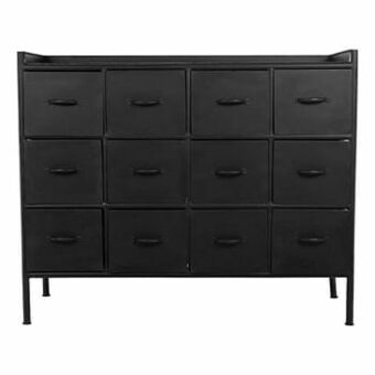 Leen Bakker HSM Collection ladekast Harlem 12 lades - zwart - 110x40x90 cm - Leen Bakker aanbieding