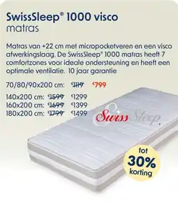 Sleepworld SwissSleep 1000 Visco Matras aanbieding