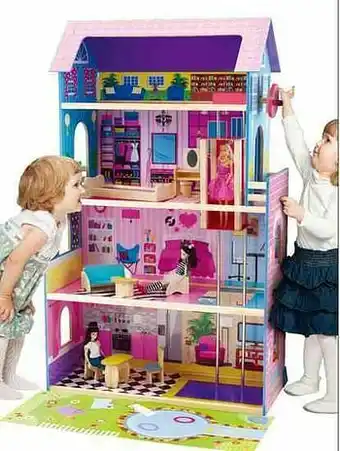 Houten tienerpoppenhuis