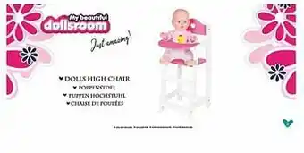 Hoge Houten poppenstoel wit/roze