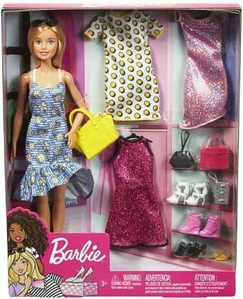 Barbie met 3 extra outfits, schoenen & accessoires