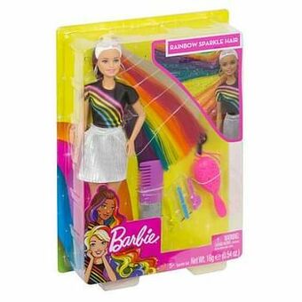 ToyChamp Barbie Sprankelend Regenbooghaar aanbieding