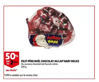 Auchan Filet pere noel chocolat au lait baby delice 100g aanbieding