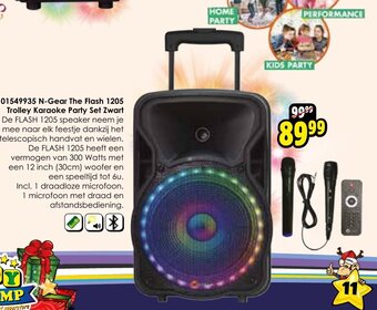 N-Gear The Flash 1205 Trolley Karaoke Party Set zwart