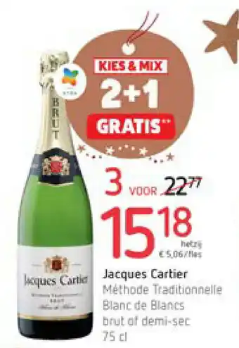 Jacques Cartier Methode Traditionnelle Blanc de Blancs brut of demi-sec