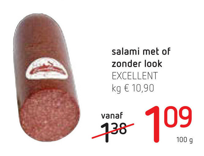 Salami met of zonder look EXCELLENT promotie bij Spar