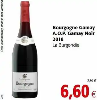 Colruyt Bourgogne gamay a.o.p. gamay noir 2018 la burgondie aanbieding