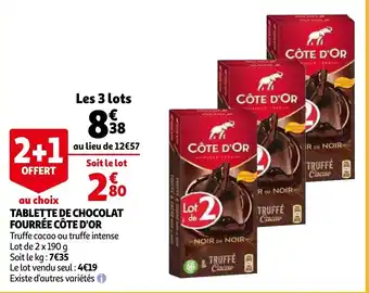 Auchan Tablette de chocolat fourree cote d'or aanbieding