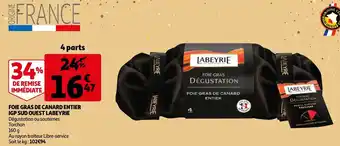 Auchan Foie gras de canard entier igp sud ouest labeyrie aanbieding