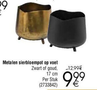 Cora Metalen sierbloempot op voet aanbieding